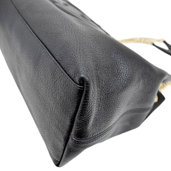Gucci Soho Interlocking GG Tote Bag Chain Shoulder Strap Black Leather - Picture 6 of 9